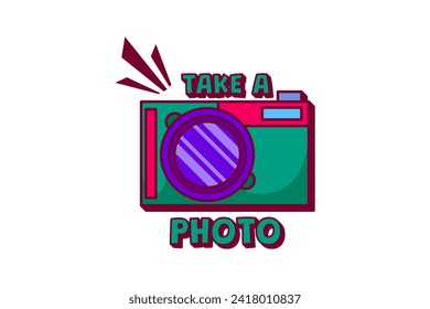 Camera Retro Flat Sticker Design