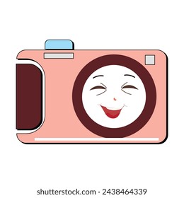 Camera Retro Mascot Character cartoon, camera mascot is smiling and with thumbs up. Vector hand drawn illustration