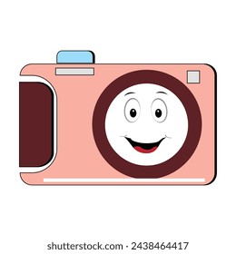 Camera Retro Mascot Character cartoon, camera mascot is smiling and with thumbs up. Vector hand drawn illustration