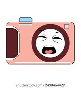 Camera Retro Mascot Character cartoon, camera mascot is smiling and with thumbs up. Vector hand drawn illustration