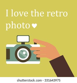 camera, retro camera, the photographer's hand