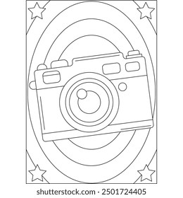 camera retro technology coloring book page for kids and adults creative coloring mindful relaxation activity