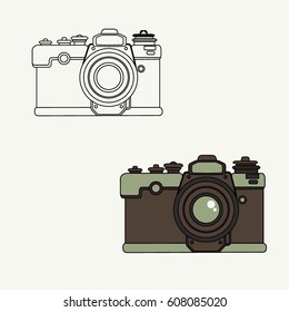 Camera retro vintage style icon flat design vector illustration