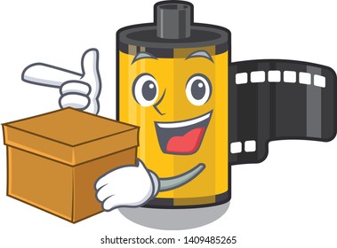 Camera roll with box isolated character.