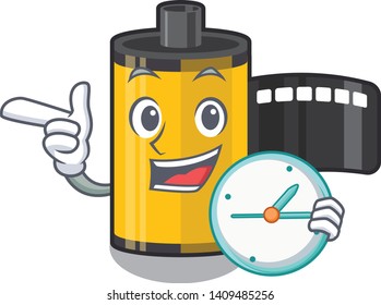 Camera roll with clock isolated character.