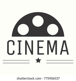 Camera roll film icon with the inscription "Cinema". multimedia. Filmstrip symbol, logo vector illustration
