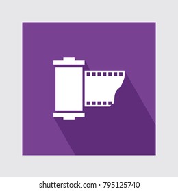 camera roll Flat Icon With Long Shadow.