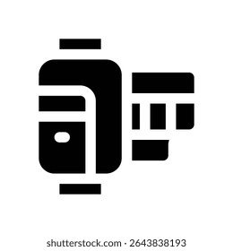 ícone de glifo de rolagem da câmera. Ícone vetorial forte e sólido para sites, interfaces móveis, apresentações e marca visual. Alta qualidade e fácil de editar.