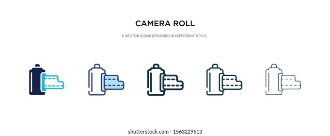 camera roll icon in different style vector illustration. two colored and black camera roll vector icons designed in filled, outline, line and stroke style can be used for web, mobile, ui