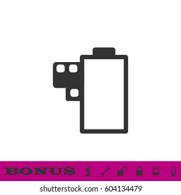 Camera roll icon flat. Black pictogram on white background. Vector illustration symbol and bonus button