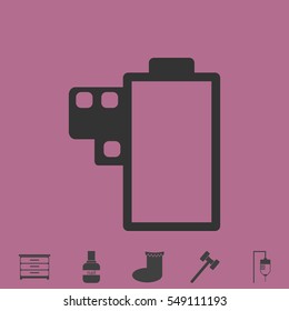 Camera roll icon flat. Simple vector grey pictogram and bonus symbol