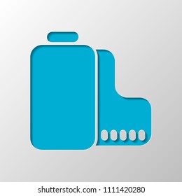 Camera roll icon. Photo or video strip. Paper design. Cutted symbol with shadow