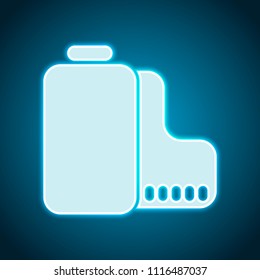 Camera roll icon. Photo or video strip. Neon style. Light decoration icon. Bright electric symbol