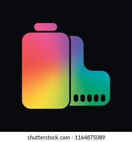 Camera roll icon. Photo or video strip. Rainbow color and dark background