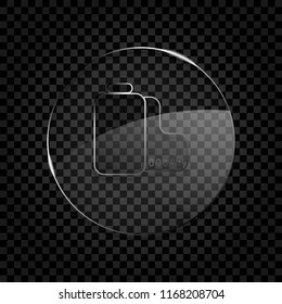 Camera roll icon. Photo or video strip. Icon in circle glass bubble on dark transparent grid. Glass style