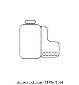 Camera roll icon. Photo or video strip. Dotted outline silhouette with shadow on white background