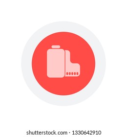 Camera roll icon. Photo or video strip. Icon in colored circle with gray bold border. Web button, modern flat design