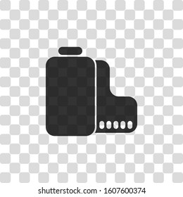 Camera roll icon. Photo or video strip. Black symbol on transparency grid