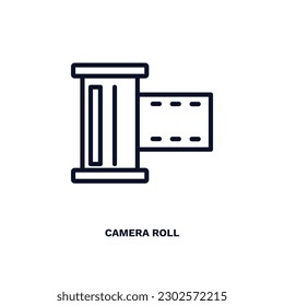 camera roll icon. Thin line camera roll icon from cinema and theater collection. Outline vector isolated on white background. Editable camera roll symbol can be used web and mobile