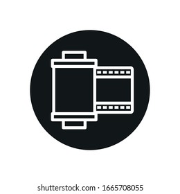 camera roll line block style icon design, photography technology equipment digital photo focus and electronic theme Vector illustration