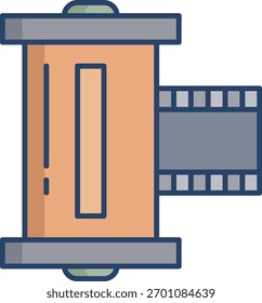 camera roll linear color icon design