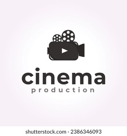 camera roll logo design, vintage cinema vector illustration icon