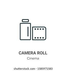 Camera roll outline vector icon. Thin line black camera roll icon, flat vector simple element illustration from editable cinema concept isolated on white background
