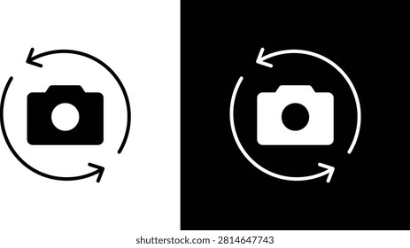 Camera Rotate Icon Set. Switch Camera, Flip Selfie Mode, and Reverse Photography Symbols