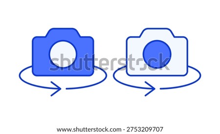 Camera rotate symbol representing switching camera direction or rotating lens view used in photography apps, mobile devices and video recording tools.
