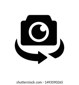 Camera rotation icon in black color