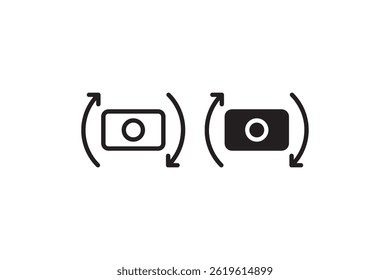 Camera Rotation Icon Minimal Outline and Solid Vector