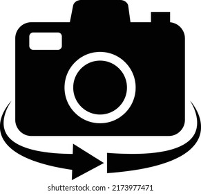 Camera Rotation Icon On White Background. Rotate Camera Mode. Flat Style.