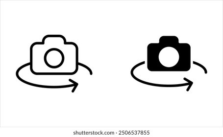 Camera rotation icon set, Switch from front to back camera icon on white background