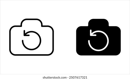 Camera rotation icon set, Switch from front to back camera icon on white background