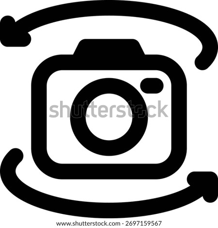 Camera Rotation, Rotating, Camera Outline Icon