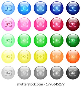 Camera saturation setting icons in set of 25 color glossy spherical buttons