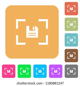 Camera save image flat icons on rounded square vivid color backgrounds.