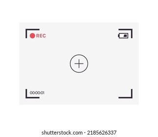 Camera screen frame and viewfinder rec focus flat vector illustration.
