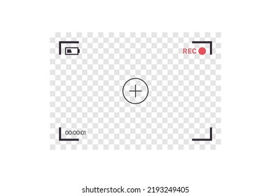 Camera screen frame and viewfinder rec focus flat vector illustration.	
