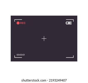 Camera screen frame and viewfinder rec focus flat vector illustration.	
