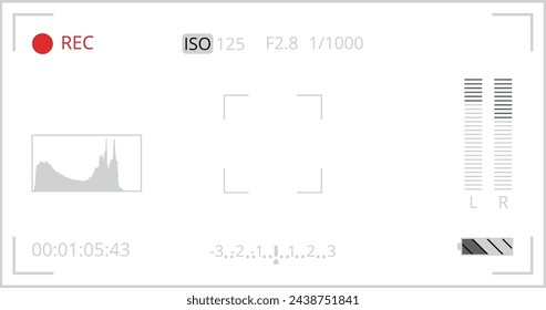 Camera screen interface elements. Video recording ui