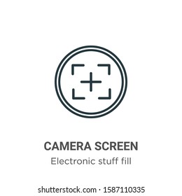 Camera screen outline vector icon. Thin line black camera screen icon, flat vector simple element illustration from editable electronic stuff fill concept isolated on white background