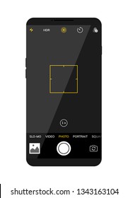 Camera screen phone mobile interface app. Smartphone photo viewfinder ui template design.