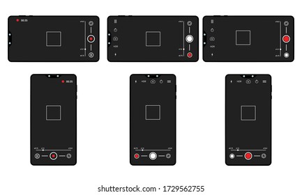 Camera Screen Phone Mobile Interface App. Smartphone Photo Viewfinder Ui Vector Template Design