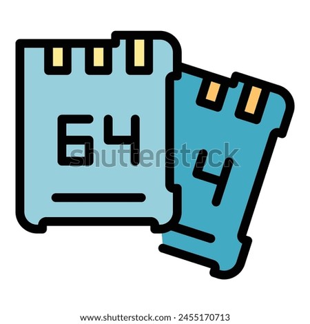 Camera sd card icon outline vector. Data memory. Megabyte gpu color flat