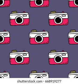 camera seamless doodle pattern