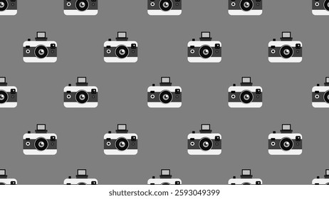 Camera seamless pattern background. Camera illustration pattern. Camera background. Perfect for fabrics, textile, wallpaper, and decor. SSTKbackgrounds