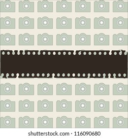 camera seamless pattern with film strip vector illustration