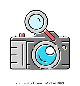 camera search magnifying glass color icon vector. camera search magnifying glass sign. isolated symbol illustration