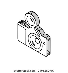 camera search magnifying glass isometric icon vector. camera search magnifying glass sign. isolated symbol illustration